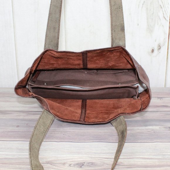 Ellington Brown Leather Double Handle Shoulder Tote Handbag Purse - Picture 5 of 12